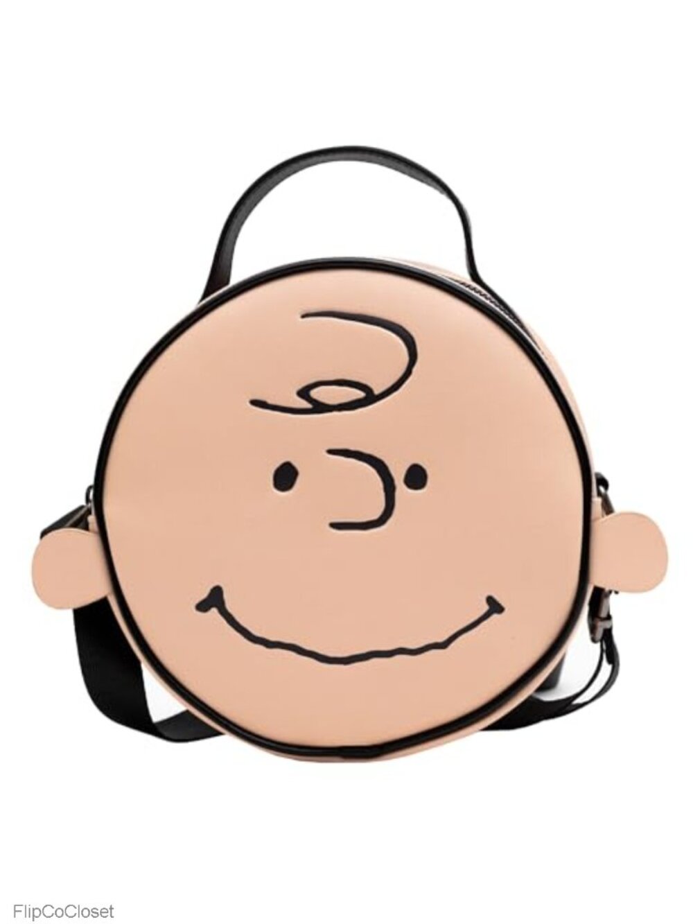 Vegan Leather Round Crossbody Bag Adjustable Strap Charlie Brown Peanuts